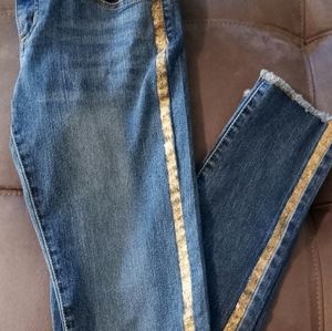 Girls Denim Jeans with Gold Metallic Stripe